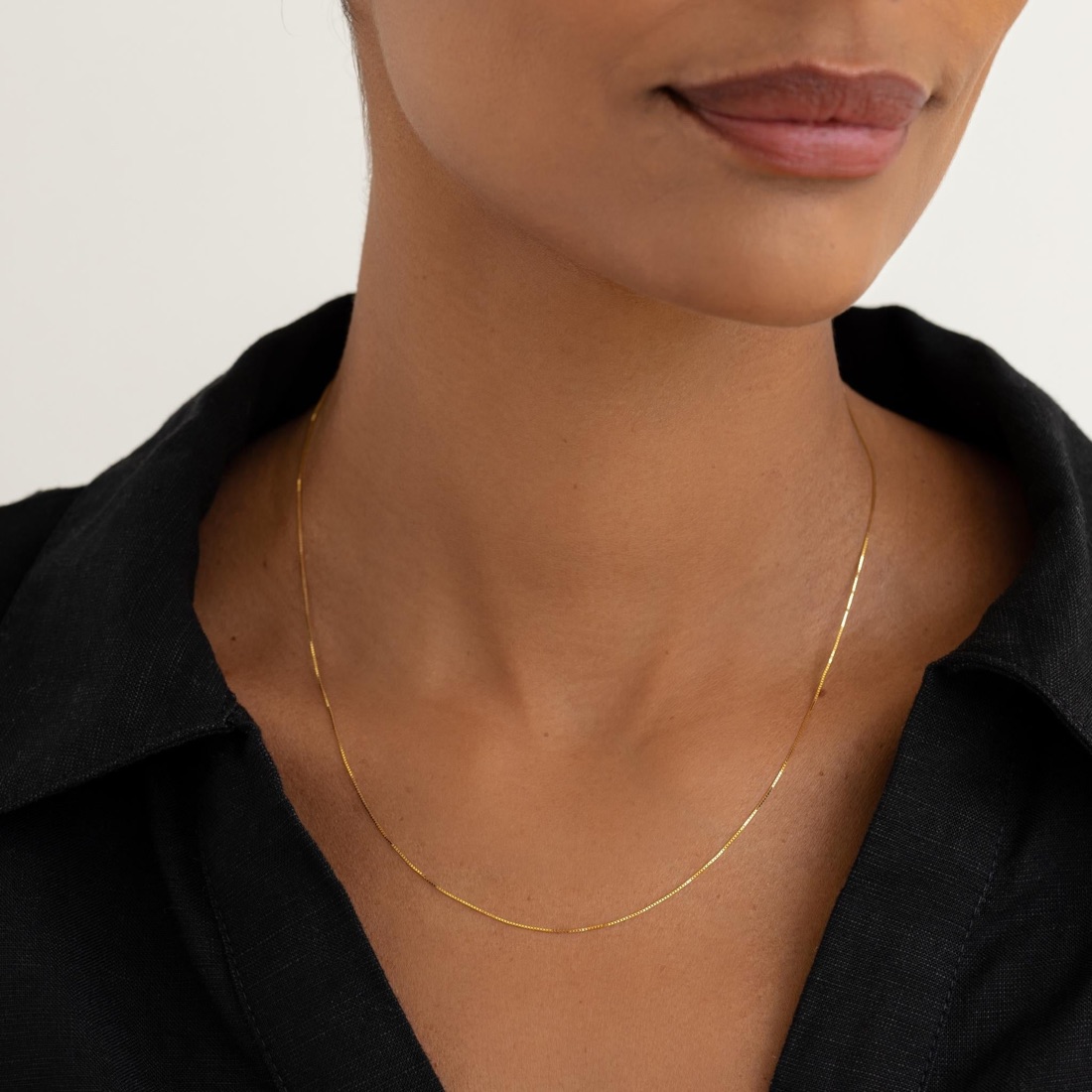 Linjer Faye 14k gold box chain